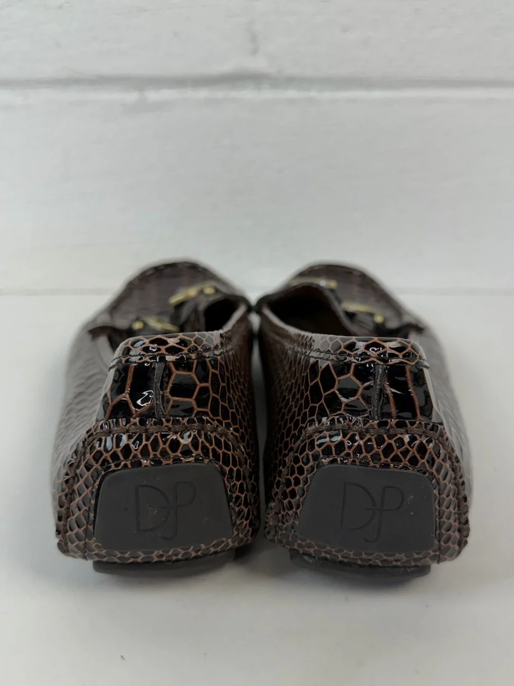 Donald J Pliner Viky Brown Croc Driving Loafers, 7.5